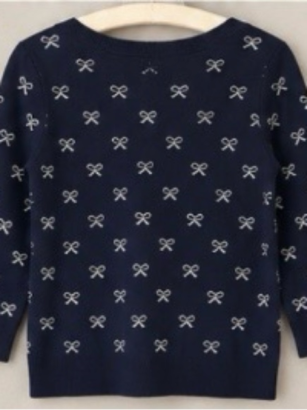 Ann Taylor Navy & White Bow Wool Blend Sweater Size L - Picture 2 of 7